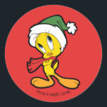 Sticker Rond TWEETY™ Christmas Thghts<br><div class="desc">Découvrez Tweety pensant à sa liste de voeux de Noël : Hugs,  Kisses,  & Puddy Tat!</div>
