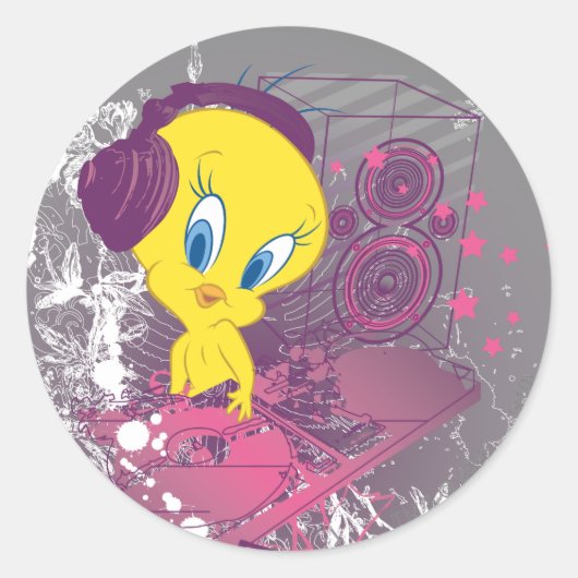 Sticker Rond TWEETY™ Djing (Devant)