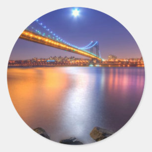 Sticker Rond Twilight, George Washington BridgePalisades, NJ.