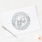 Sticker Rond Twin Boys Cravate Bow Cravate Chevron Imprimer Bab (Enveloppe)