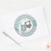 Sticker Rond Twin Boys Cravate Bow Cravate Chevron Imprimer Bab (Enveloppe)