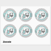 Sticker Rond Twin Boys Cravate Bow Cravate Chevron Imprimer Bab (Feuille)
