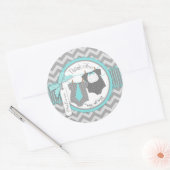 Sticker Rond Twin Boys Cravate Bow Cravate Chevron Imprimer Mer (Enveloppe)