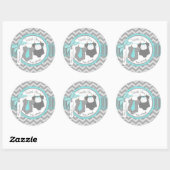 Sticker Rond Twin Boys Cravate Bow Cravate Chevron Imprimer Mer (Feuille)
