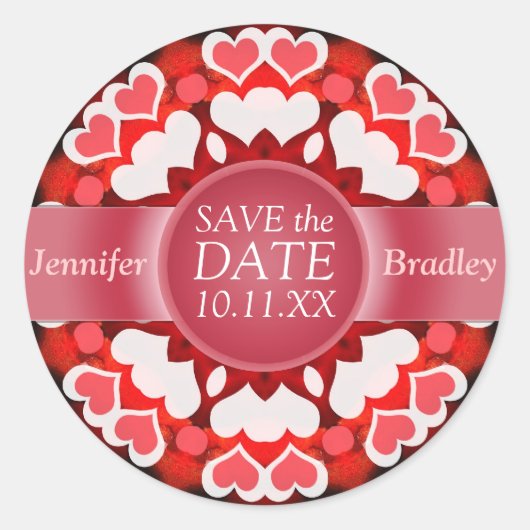 Sticker Rond Twin Hearts Enregistrer la date (Devant)