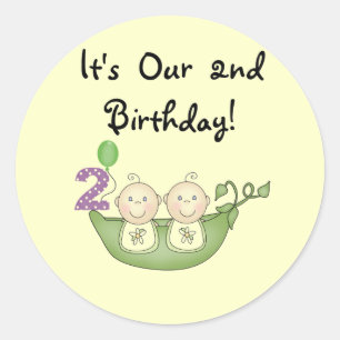 Sticker Rond Twin Peas in a Pod 2e Anniversaire T-shirts et cad