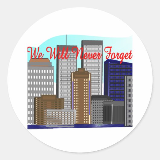 Sticker Rond Twin Towers "Nous n'oublierons jamais" NY (Devant)