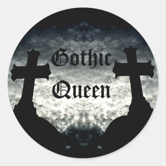 Sticker Rond Twin traverse la reine gothique (Devant)