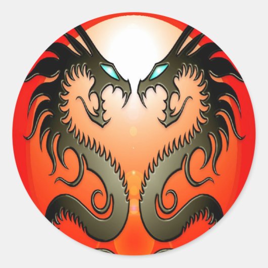Sticker Rond Twin Tribal Dragons (Devant)