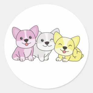 Sticker Rond Twink Drapeau Corgi Pride Lgbtq Chiens mignons Cla