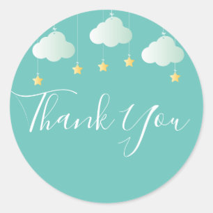 Sticker Rond Twinkle arroser petit baby shower étoile merci