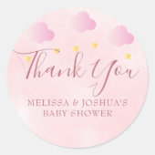 Sticker Rond Twinkle Baby shower Twinkle Merci rose doux (Devant)