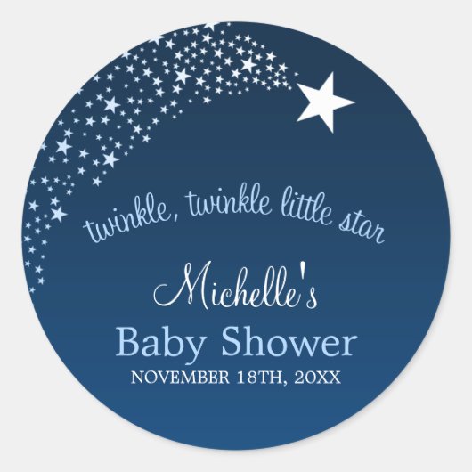 Sticker Rond Twinkle Little Shooting Star Baby shower (Devant)
