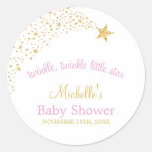 Sticker Rond Twinkle Little Shooting Star Gold Baby shower rose