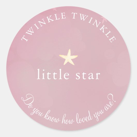 Sticker Rond Twinkle Little Star Baby shower rose (Devant)