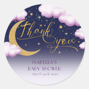 Sticker Rond Twinkle Little Star Girl Baby shower Merci