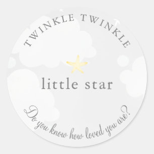 Sticker Rond Twinkle Little Star Gris Baby shower
