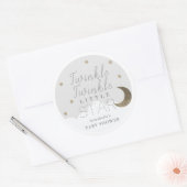 Sticker Rond Twinkle Little Star Gris Baby shower (Enveloppe)