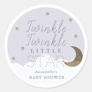 Sticker Rond Twinkle Little Star Lilac Baby shower