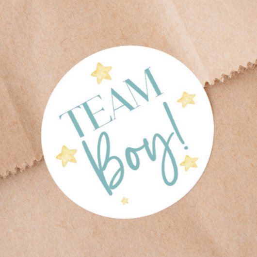 Sticker Rond Twinkle Little Star Team Boy Blue Gender Reveal