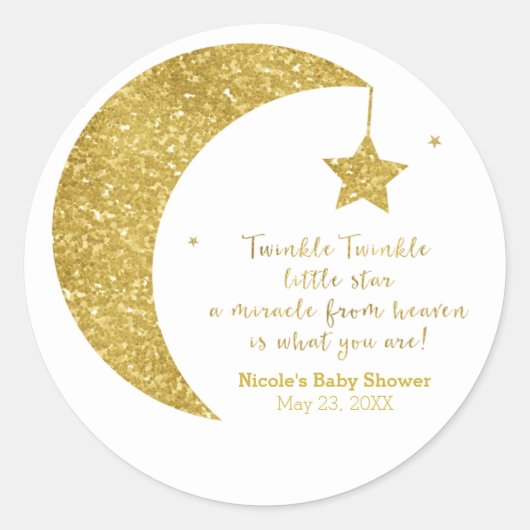 Sticker Rond Twinkle petit Star Gold Parties scintillant Moon S (Devant)