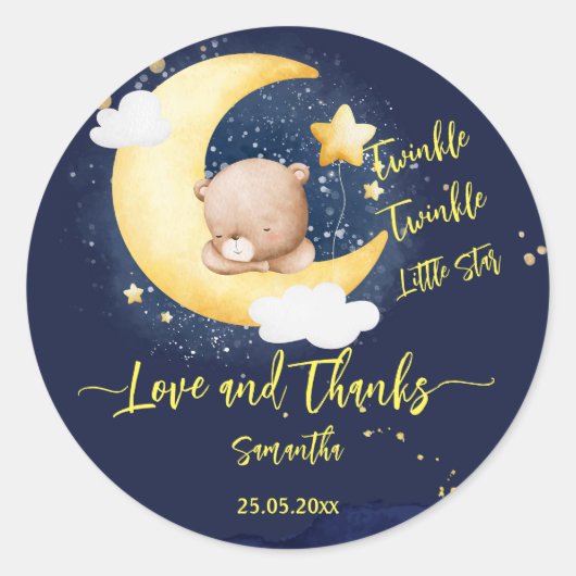 Sticker Rond Twinkle scintille petit baby shower étoile en pelu (Devant)