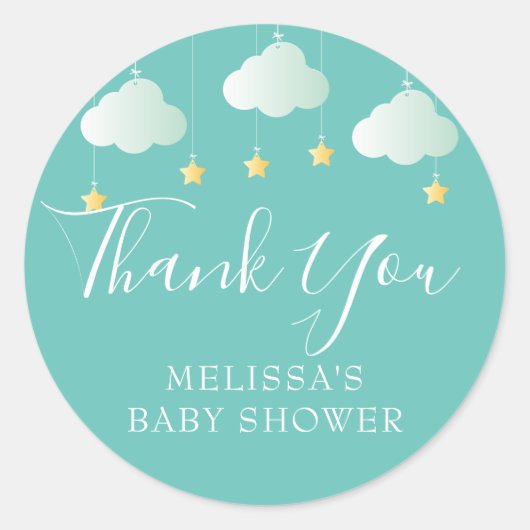 Sticker Rond Twinkle scintille petit baby shower étoile merci (Devant)