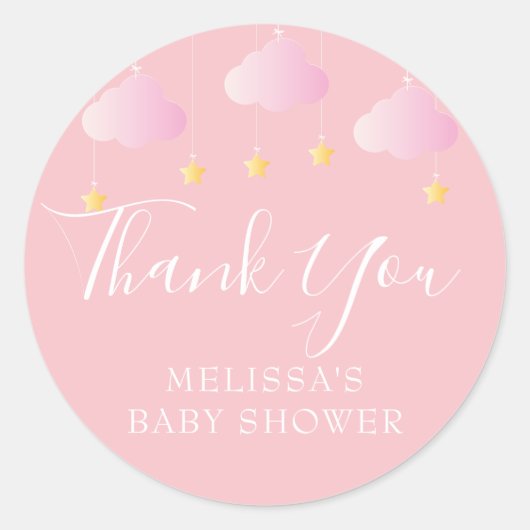 Sticker Rond Twinkle scintiller petit baby shower étoile rose (Devant)
