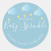 Sticker Rond Twinkle Sprinkle Little Star Baby Boy Shower Blue (Devant)