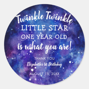 Sticker Rond Twinkle Twinkle Little Star 1er anniversaire Merci