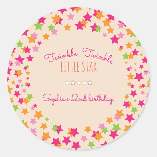 Sticker Rond Twinkle Twinkle Little Star 2e anniversaire (Devant)