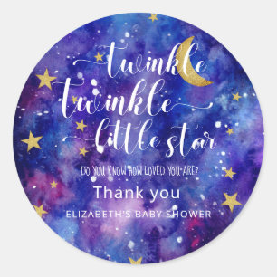 Sticker Rond Twinkle Twinkle Little Star Baby shower Galaxy