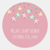 Sticker Rond Twinkle Twinkle Little Star Baby shower rose (Devant)