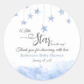 Sticker Rond Twinkle Twinkle Little Star Blue Boy Baby Shower (Devant)