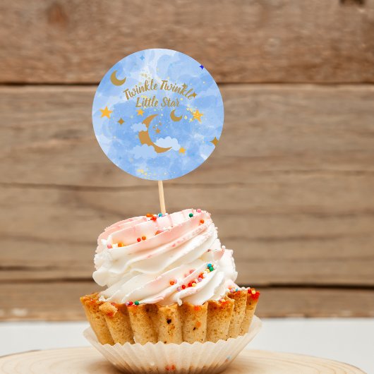 Sticker Rond Twinkle Twinkle Little Star Cupcake Top