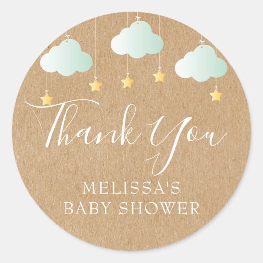 Sticker Rond Twinkle Twinkle Little Star Merci Baby shower (Devant)