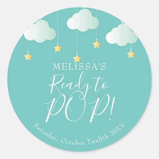 Sticker Rond Twinkle Twinkle Ready To POP Baby shower (Devant)