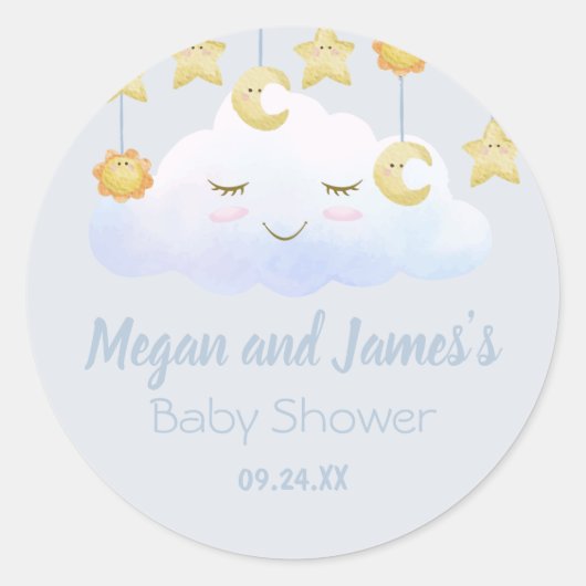 Sticker Rond Twinkle Twinkle Stars Sprinkle Cloud Baby shower (Devant)