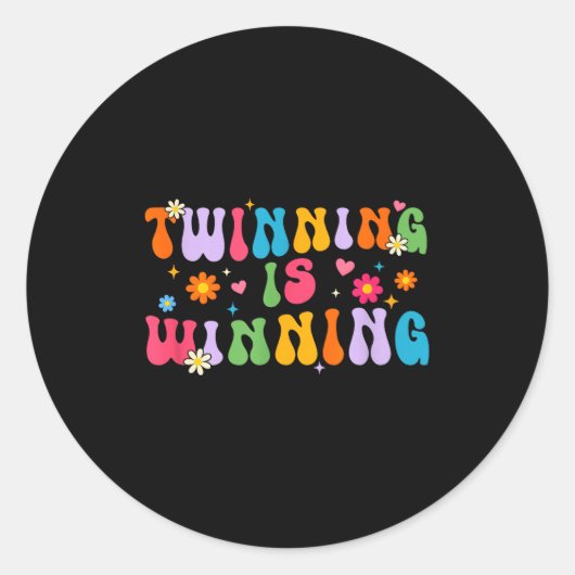 Sticker Rond Twinning Is Winning Twin Day Srit Week Friend (Devant)