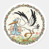 Sticker Rond Twins and Stork Vintage Design (Devant)