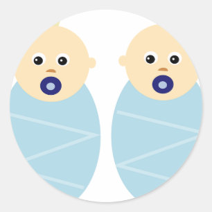 Sticker Rond Twins Baby Boy Shower Anniversaire Célébration Des