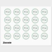 Sticker Rond Twins Faire-part Quatre Pieds bébé Vert Ruban (Feuille)