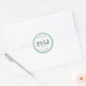 Sticker Rond Twins Faire-part Quatre Pieds bébé Vert Ruban (Enveloppe)
