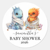 Sticker Rond Twins Phoenix Dragon Imaginaire magique (Devant)