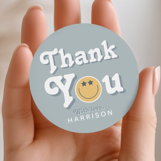 Sticker Rond Two Cool Dude Blue Boys Smile Birthday Favor