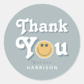 Sticker Rond Two Cool Dude Blue Boys Smile Birthday Favor (Devant)