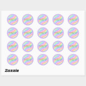 Sticker Rond Two Groovy Retro Pastel Rainbow 2nd Birthday (Feuille)