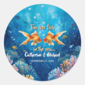 Sticker Rond Two Less Fish In The Sea Underwater Wedding (Devant)