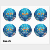 Sticker Rond Two Less Fish In The Sea Underwater Wedding (Feuille)