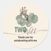 Sticker Rond Two Wild Jungle Giraffe Animal Birthday Party (Devant)